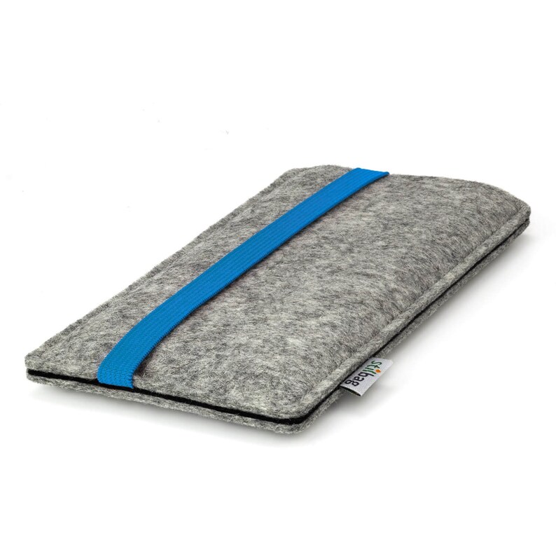 Coque de téléphone portable sur mesure en feutre de laine // Couleur gris clair bleu élastique // Sur mesure pour smartphone image 5