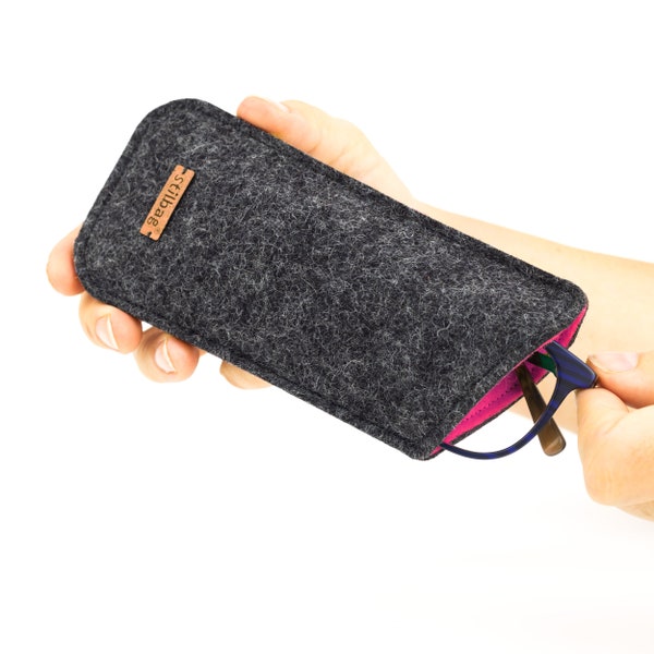 Glasses case made of soft wool felt, protective sleeve for eyewear and sunglasses, suitable for men and women