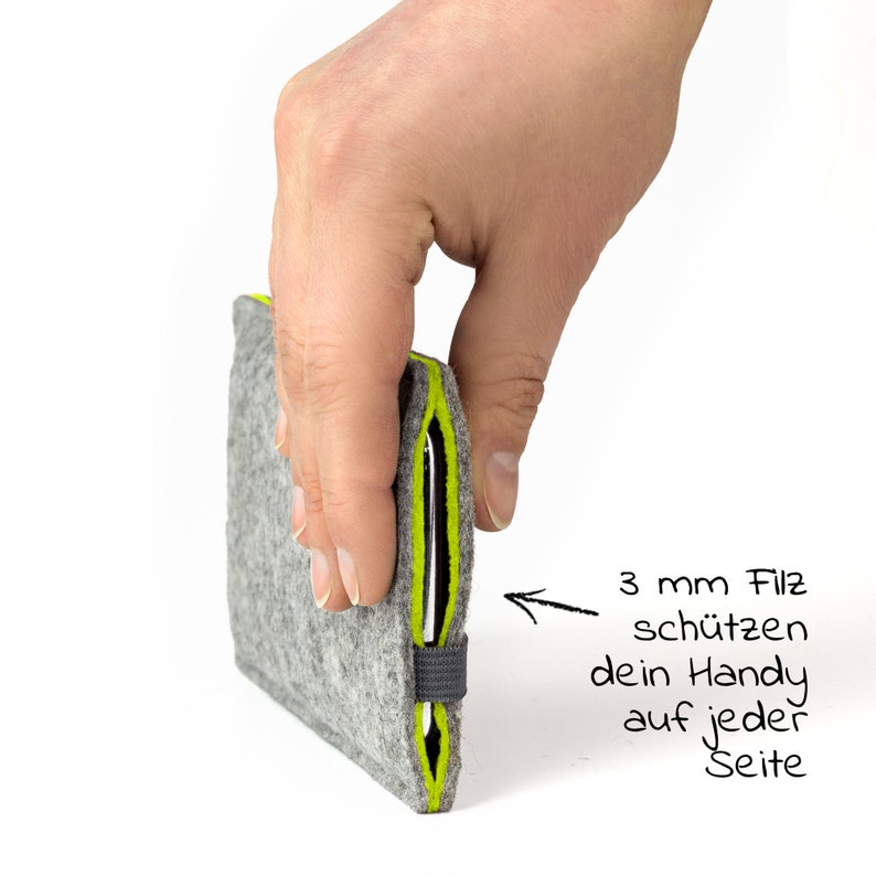 Handytasche mit EC-Kartenfach / Maßgeschneiderte Handyhülle aus Wollfilz Bild 8