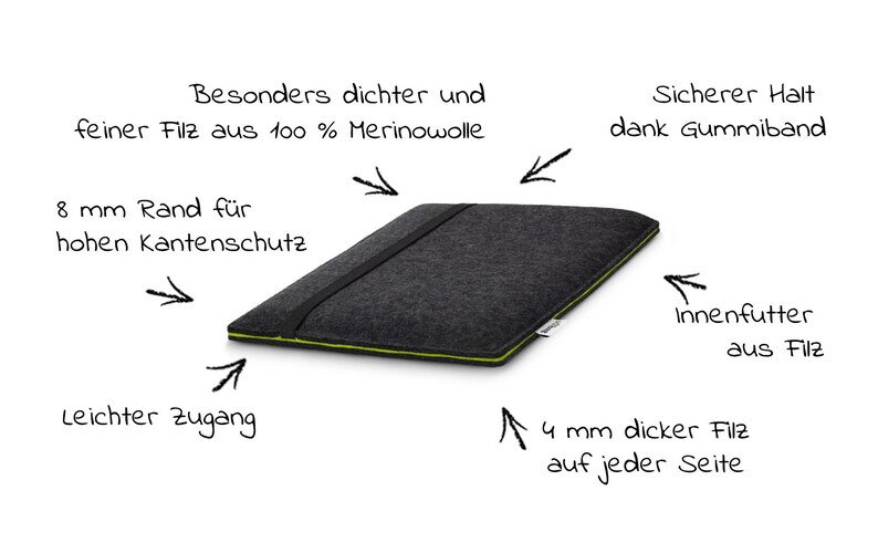 Hülle iPad Air 5 iPad Air 4 iPad Air 3 aus Filz Passgenaue iPad Air Tasche aus Wollfilz Model FINN Bild 8