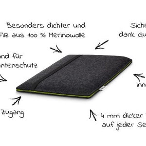 Laptop Hülle nach Maß aus Wollfilz Handmade Notebook Tasche Modell FINN Bild 7