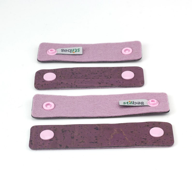 Set of 4 cable ties made of cork and wool felt // reclosable // various colors image 6