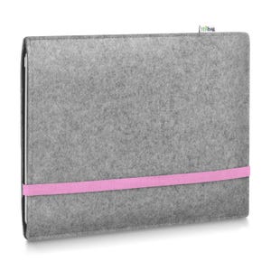 Hülle passend für MacBook Pro 13" | Pro 14" | Pro 16" aus Wollfilz || maßgeschneiderte Notebook Tasche LEON Hellgrau - Rosa