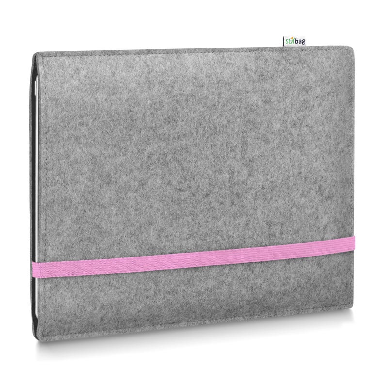 Hülle passend für MacBook Pro 13" | Pro 14" | Pro 16" aus Wollfilz || maßgeschneiderte Notebook Tasche LEON Hellgrau - Rosa