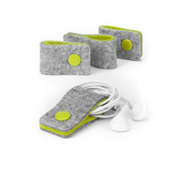 Wool Felt Cable Ties 4-Pack | Reusable Cable Organizer | Minimalist Desk & Home Storage