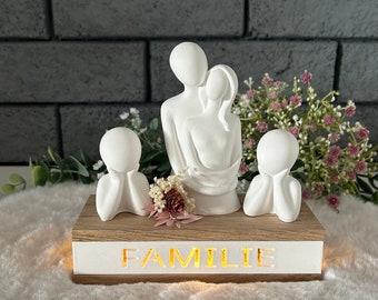 Family father mother child decoration set with light