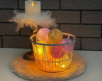 Batterie Cottonball Lichterkette Kihra, Baumwollkugeln, Baumwollbällchen, Licht, Lampe, Geschenk,