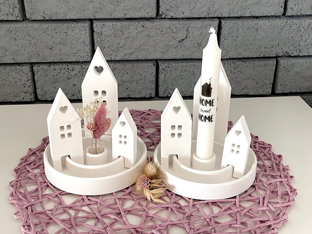 Inweder Laterne Stadtlicht Weiß - Keramik Lichterhaus Mit LED Timer