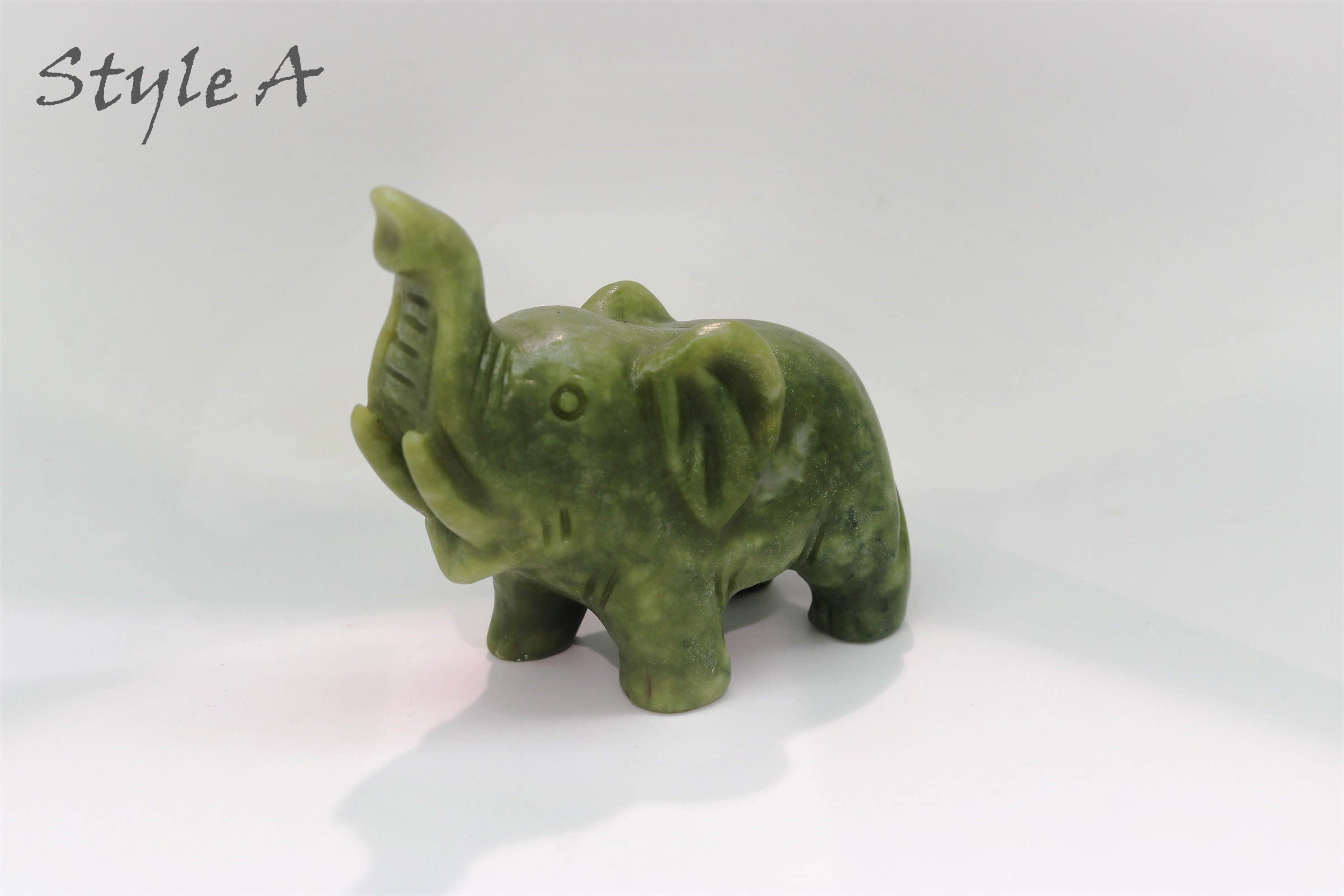 Hand Carved Natural Jade Elephant Figurine Etsy