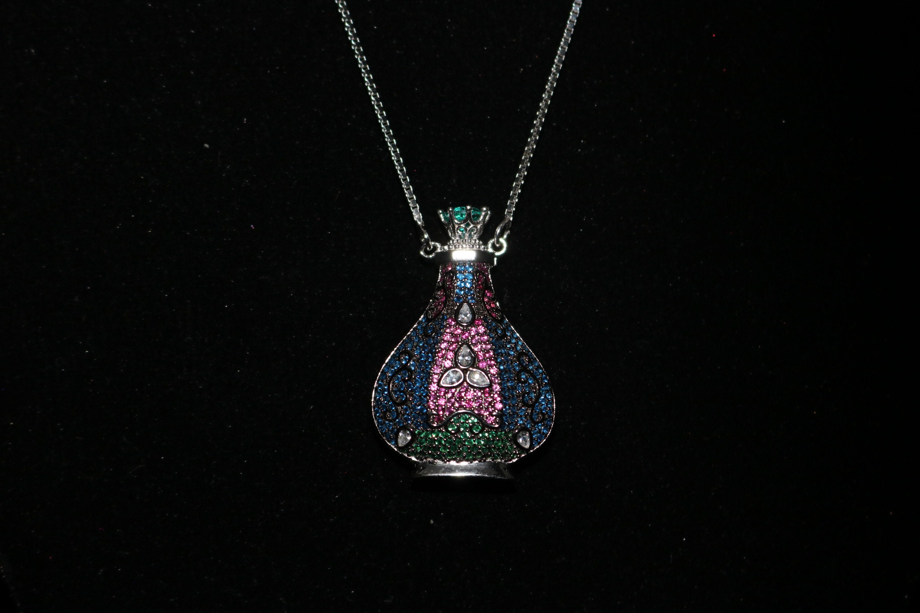 Colorful Vase Necklace with Pendant and Chain Sterling Silver Etsy