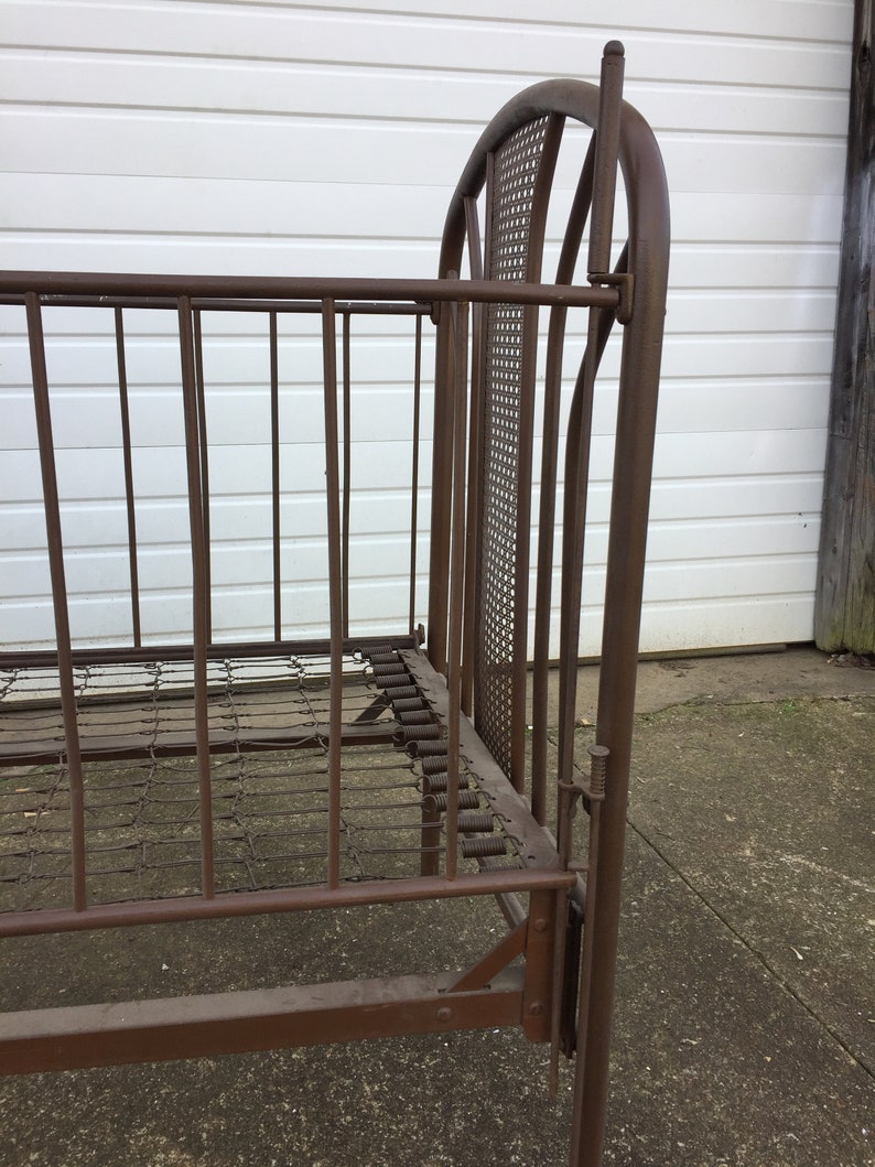 Antique Wrought Iron Baby Crib Bed Toddler Adjustable Side Rail
