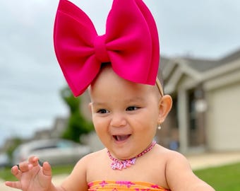 DOUBLE PUFF BOWS • Stand Up Stacked Puff Bows, Permanently Sewn Secure | Big Bow Headbands | Baby Big Bows | Puff Bow Headbands