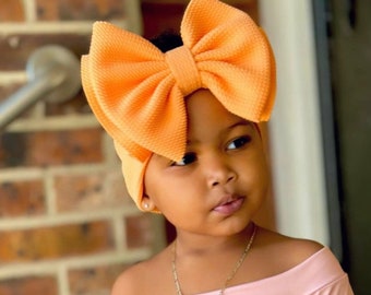 CREAMSICLE • Signature Stand-Up Headwrap | Permanently Sewn & Pull-Proof | Big Bow Headbands | Soft and Stretchy | Big Bow Headwraps