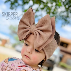 COOKIE DOUGH • Signature Stand-Up Headwrap | Permanently Sewn & Pull-Proof | Big Bow Headbands | Soft and Stretchy | Big Bow Headwraps