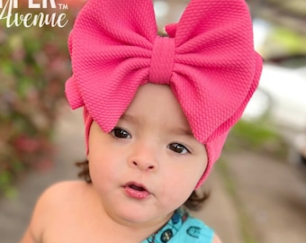 WATERMELON PINK • Signature Stand-Up Headwrap | Permanently Sewn & Pull-Proof | Big Bow Headbands | Soft and Stretchy | Big Bow Headwraps
