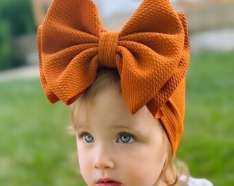 PUMPKIN SPICE • Signature Stand-Up Headwrap | Permanently Sewn & Pull-Proof | Big Bow Headbands | Soft and Stretchy | Big Bow Headwraps