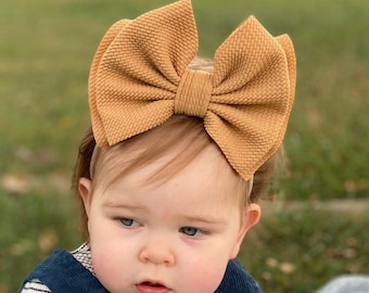 HONEY • Signature Stand-Up Headwrap | Permanently Sewn & Pull-Proof | Big Bow Headbands | Soft and Stretchy | Big Bow Headwraps