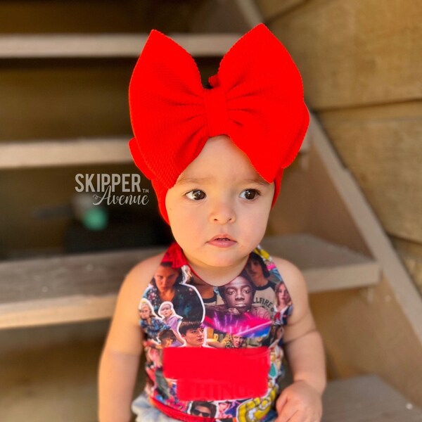 NEON RED • Signature Stand-Up Headwrap | Permanently Sewn & Pull-Proof | Big Bow Headbands | Soft and Stretchy | Big Bow Headwraps