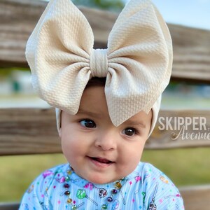 SUGAR COOKIE • Signature Stand-Up Headwrap | Permanently Sewn & Pull-Proof | Big Bow Headbands | Soft and Stretchy | Big Bow Headwraps
