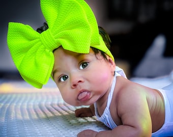 GLOW STICK • Signature Stand-Up Headwrap | Permanently Sewn & Pull-Proof | Big Bow Headbands | Soft and Stretchy | Big Bow Headwraps