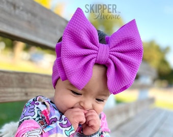 NEON PURPLE • Signature Stand-Up Headwrap | Permanently Sewn & Pull-Proof | Big Bow Headbands | Soft and Stretchy | Big Bow Headwraps