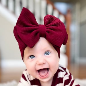 MERLOT • Signature Stand-Up Headwrap | Permanently Sewn & Pull-Proof | Big Bow Headbands | Soft and Stretchy | Big Bow Headwraps