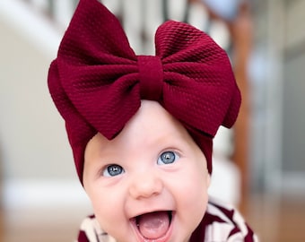 MERLOT • Signature Stand-Up Headwrap | Permanently Sewn & Pull-Proof | Big Bow Headbands | Soft and Stretchy | Big Bow Headwraps