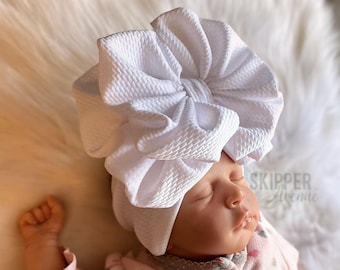 TEXAS DOUBLE MESSY • Sewn Secure and Pull-Proof | Large Double Stack Fluffy Bows | Soft & Stretchy Big Bow Headbands | Big Headwrap Bows