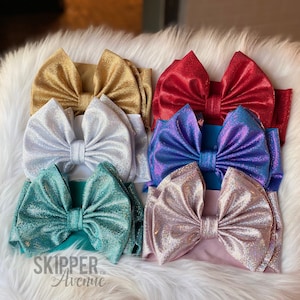 GLITZY BOWS • Signature Stand-Up Headwrap | Permanently Sewn & Pull-Proof | Big Bow Headbands | Soft and Stretchy | Big Bow Headwraps