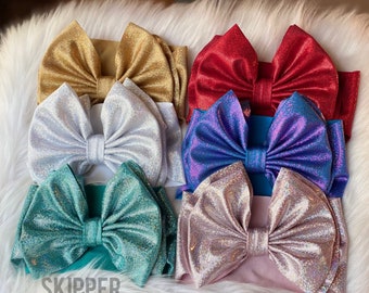 GLITZY BOWS • Signature Stand-Up Headwrap | Permanently Sewn & Pull-Proof | Big Bow Headbands | Soft and Stretchy | Big Bow Headwraps