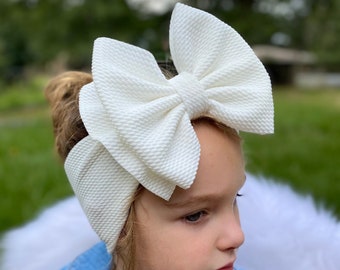 VANILLA MILK • Signature Stand-Up Headwrap | Permanently Sewn & Pull-Proof | Big Bow Headbands | Soft and Stretchy | Big Bow Headwraps