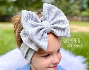 SILVER • Signature Stand-Up Headwrap | Permanently Sewn & Pull-Proof | Big Bow Headbands | Soft and Stretchy | Big Bow Headwraps