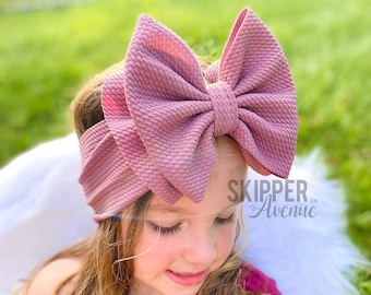 MAUVE • Signature Stand-Up Headwrap | Permanently Sewn & Pull-Proof | Big Bow Headbands | Soft and Stretchy | Big Bow Headwraps