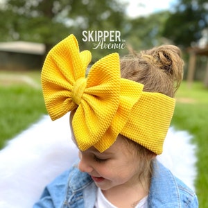 MARIGOLD • Signature Stand-Up Headwrap | Permanently Sewn & Pull-Proof | Big Bow Headbands | Soft and Stretchy | Big Bow Headwraps