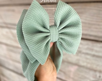 SAGE • Signature Stand-Up Headwrap | Permanently Sewn & Pull-Proof | Big Bow Headbands | Soft and Stretchy | Big Bow Headwraps