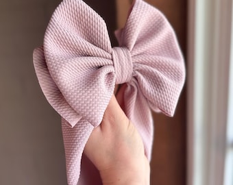 DUSTY BLUSH • Signature Stand-Up Headwrap | Permanently Sewn & Pull-Proof | Big Bow Headbands | Soft and Stretchy | Big Bow Headwraps