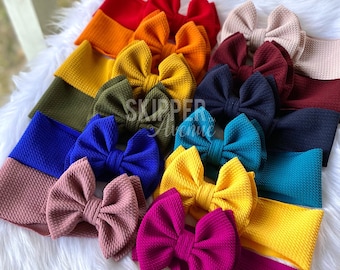 PICK 12 BUNDLE • Signature Bow Headwraps, Choose 12 Colors, Stretchy and Soft, Permanently Sewn Secure and Pull-Proof Headband Design
