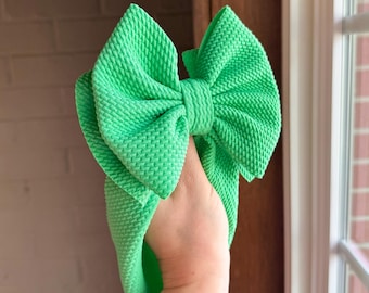 SHAMROCK • Kelly Green Stand Up Puff Bows, Permanently Sewn Secure, Big Bow Headbands, Baby Big Bows, Puff Bow Headbands