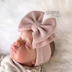 DUSTY BLUSH • Signature Stand-Up Headwrap | Permanently Sewn & Pull-Proof | Big Bow Headbands | Soft and Stretchy | Big Bow Headwraps