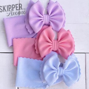 SCALLOPED BOWS • Scallop Bow Headwraps | Stand-Up Bows | Permanently Sewn & Pull-Proof | Big Bow Headband | Soft Stretchy