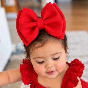 DOUBLE PUFF BOWS • Stand Up Stacked Puff Bows, Permanently Sewn Secure | Big Bow Headbands | Baby Big Bows | Puff Bow Headbands