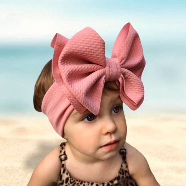 BABY MAUVE • Signature Stand-Up Headwrap | Permanently Sewn & Pull-Proof | Big Bow Headbands | Soft and Stretchy | Big Bow Headwraps