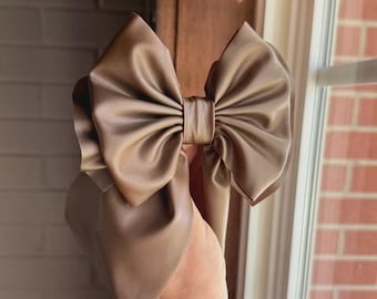 CHOCOLATE PLEATHER • Soft and Stretchy | Signature Stand-Up Headwrap | Permanently Sewn & Pull-Proof | Big Bow Headband | Big Bow Headwrap
