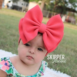 CORAL PINK • Signature Stand-Up Headwrap | Permanently Sewn & Pull-Proof | Big Bow Headbands | Soft and Stretchy | Big Bow Headwraps