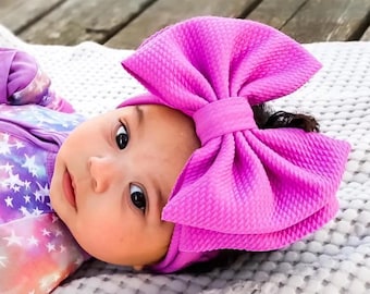 NEON PURPLE • Signature Stand-Up Headwrap | Permanently Sewn & Pull-Proof | Big Bow Headbands | Soft and Stretchy | Big Bow Headwraps