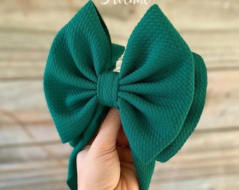 FOREST • Stand-Up Headwraps, Permanently Sewn & Pull-Proof, Big Bow Headbands, Newborn Bows, Soft and Stretchy, Baby Headwraps