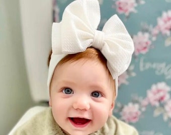 VANILLA MILK • Signature Stand-Up Headwrap | Permanently Sewn & Pull-Proof | Big Bow Headbands | Soft and Stretchy | Big Bow Headwraps