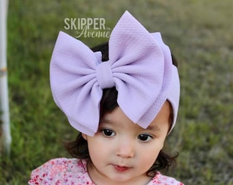 BLEACHED LILAC • Signature Stand-Up Headwrap | Permanently Sewn & Pull-Proof | Big Bow Headbands | Soft and Stretchy | Big Bow Headwraps
