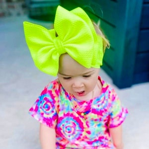 GLOW STICK • Signature Stand-Up Headwrap | Permanently Sewn & Pull-Proof | Big Bow Headbands | Soft and Stretchy | Big Bow Headwraps