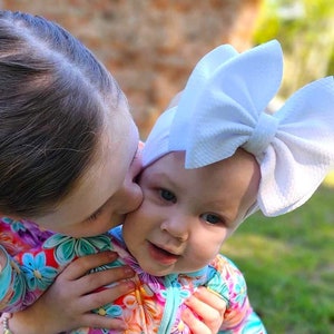 BRIGHT WHITE • Signature Stand-Up Headwrap | Permanently Sewn & Pull-Proof | Big Bow Headbands | Soft and Stretchy | Big Bow Headwraps image 7